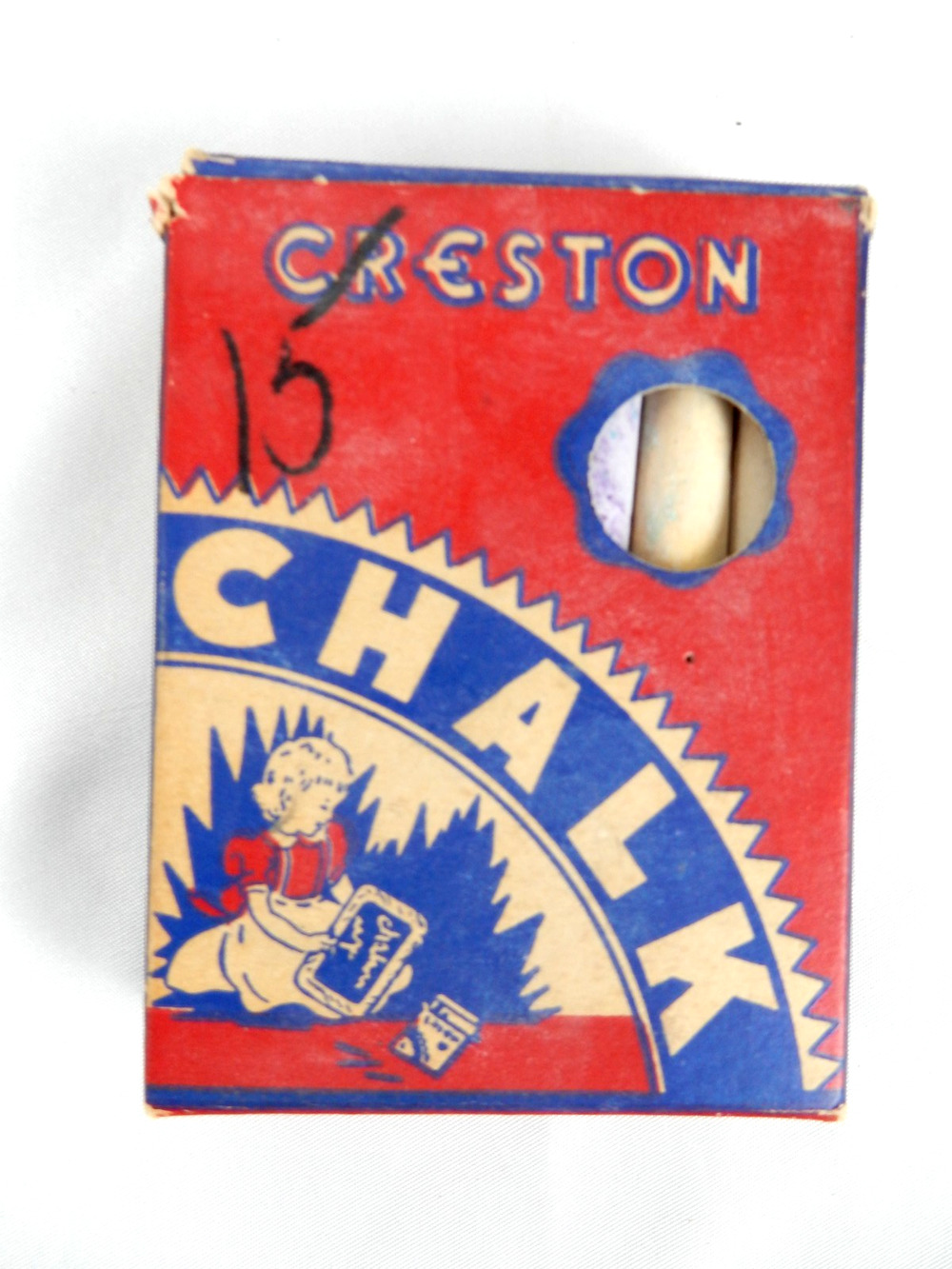 Vtg Creston Chalk No 412 Colored 12 Sticks NYC USA Art Supply Prop Box 3 cracked